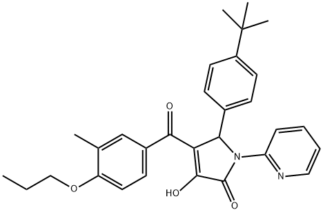 5-(4-tert-butylphenyl)-3-hydroxy-4-(3-methyl-4-propoxybenzoyl)-1-(2-pyridinyl)-1,5-dihydro-2H-pyrrol-2-one Struktur