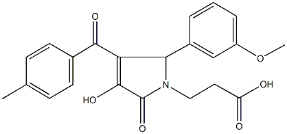 3-[3-hydroxy-5-(3-methoxyphenyl)-4-(4-methylbenzoyl)-2-oxo-2,5-dihydro-1H-pyrrol-1-yl]propanoic acid Struktur