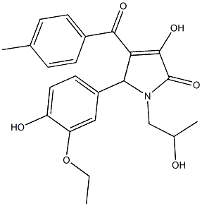 5-(3-ethoxy-4-hydroxyphenyl)-3-hydroxy-1-(2-hydroxypropyl)-4-(4-methylbenzoyl)-1,5-dihydro-2H-pyrrol-2-one Struktur