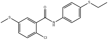 2-chloro-N-[4-(ethylsulfanyl)phenyl]-5-(methylsulfanyl)benzamide Struktur