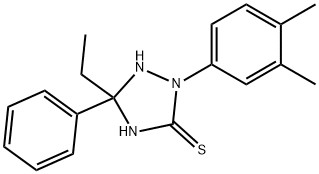 2-(3,4-dimethylphenyl)-5-ethyl-5-phenyl-1,2,4-triazolidine-3-thione Struktur