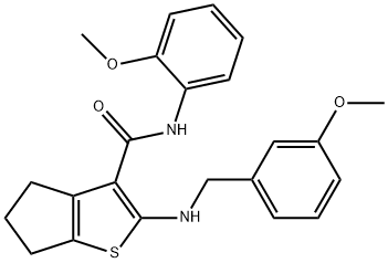 2-[(3-methoxybenzyl)amino]-N-(2-methoxyphenyl)-5,6-dihydro-4H-cyclopenta[b]thiophene-3-carboxamide Struktur