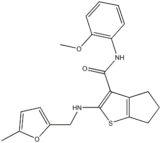 N-(2-methoxyphenyl)-2-{[(5-methyl-2-furyl)methyl]amino}-5,6-dihydro-4H-cyclopenta[b]thiophene-3-carboxamide Struktur