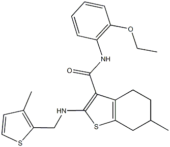 N-(2-ethoxyphenyl)-6-methyl-2-{[(3-methyl-2-thienyl)methyl]amino}-4,5,6,7-tetrahydro-1-benzothiophene-3-carboxamide Struktur