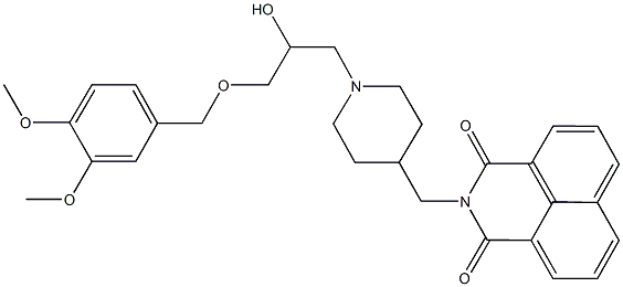 2-[(1-{3-[(3,4-dimethoxybenzyl)oxy]-2-hydroxypropyl}-4-piperidinyl)methyl]-1H-benzo[de]isoquinoline-1,3(2H)-dione Struktur