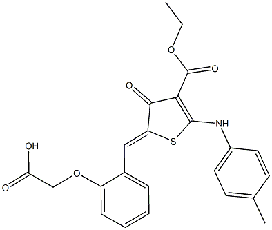 {2-[(4-(ethoxycarbonyl)-3-oxo-5-(4-toluidino)-2(3H)-thienylidene)methyl]phenoxy}acetic acid Struktur