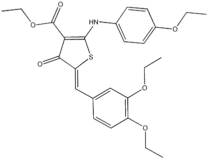 ethyl 5-(3,4-diethoxybenzylidene)-2-(4-ethoxyanilino)-4-oxo-4,5-dihydro-3-thiophenecarboxylate Struktur