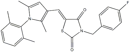 5-{[1-(2,6-dimethylphenyl)-2,5-dimethyl-1H-pyrrol-3-yl]methylene}-3-(4-fluorobenzyl)-1,3-thiazolidine-2,4-dione Struktur