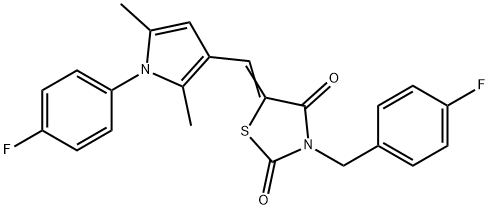 3-(4-fluorobenzyl)-5-{[1-(4-fluorophenyl)-2,5-dimethyl-1H-pyrrol-3-yl]methylene}-1,3-thiazolidine-2,4-dione Struktur