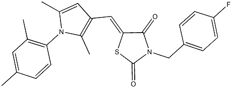 5-{[1-(2,4-dimethylphenyl)-2,5-dimethyl-1H-pyrrol-3-yl]methylene}-3-(4-fluorobenzyl)-1,3-thiazolidine-2,4-dione Struktur