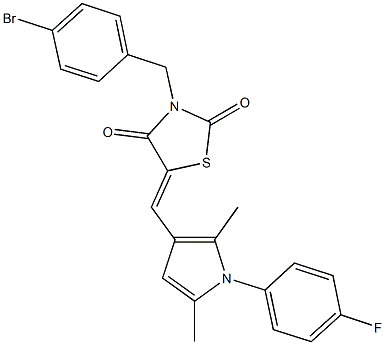 3-(4-bromobenzyl)-5-{[1-(4-fluorophenyl)-2,5-dimethyl-1H-pyrrol-3-yl]methylene}-1,3-thiazolidine-2,4-dione Struktur