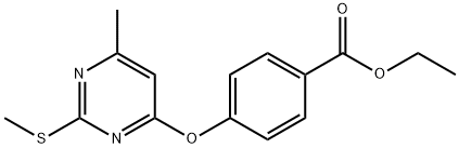 ethyl 4-{[6-methyl-2-(methylsulfanyl)-4-pyrimidinyl]oxy}benzoate Struktur