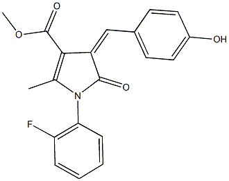 methyl 1-(2-fluorophenyl)-4-(4-hydroxybenzylidene)-2-methyl-5-oxo-4,5-dihydro-1H-pyrrole-3-carboxylate Struktur