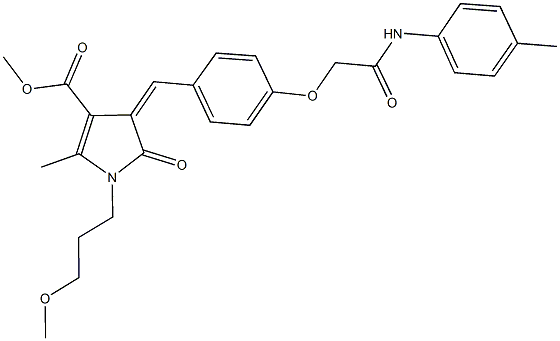 methyl 1-(3-methoxypropyl)-2-methyl-5-oxo-4-{4-[2-oxo-2-(4-toluidino)ethoxy]benzylidene}-4,5-dihydro-1H-pyrrole-3-carboxylate Struktur