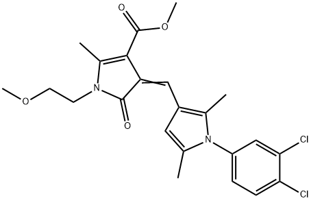 methyl 4-{[1-(3,4-dichlorophenyl)-2,5-dimethyl-1H-pyrrol-3-yl]methylene}-1-(2-methoxyethyl)-2-methyl-5-oxo-4,5-dihydro-1H-pyrrole-3-carboxylate Struktur