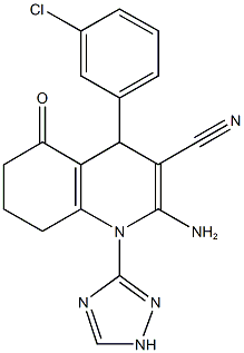 2-amino-4-(3-chlorophenyl)-5-oxo-1-(1H-1,2,4-triazol-3-yl)-1,4,5,6,7,8-hexahydro-3-quinolinecarbonitrile Struktur