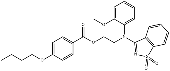 2-[(1,1-dioxido-1,2-benzisothiazol-3-yl)-2-methoxyanilino]ethyl 4-butoxybenzoate Struktur