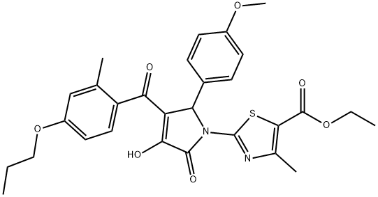 ethyl 2-[3-hydroxy-5-(4-methoxyphenyl)-4-(2-methyl-4-propoxybenzoyl)-2-oxo-2,5-dihydro-1H-pyrrol-1-yl]-4-methyl-1,3-thiazole-5-carboxylate Struktur