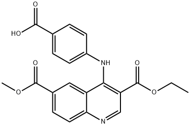 4-{[3-(ethoxycarbonyl)-6-(methoxycarbonyl)-4-quinolinyl]amino}benzoic acid Struktur