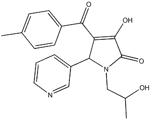 3-hydroxy-1-(2-hydroxypropyl)-4-(4-methylbenzoyl)-5-(3-pyridinyl)-1,5-dihydro-2H-pyrrol-2-one Struktur