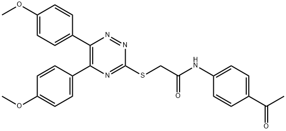 N-(4-acetylphenyl)-2-{[5,6-bis(4-methoxyphenyl)-1,2,4-triazin-3-yl]sulfanyl}acetamide Struktur