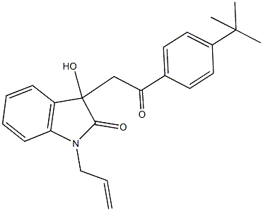 1-allyl-3-[2-(4-tert-butylphenyl)-2-oxoethyl]-3-hydroxy-1,3-dihydro-2H-indol-2-one Struktur