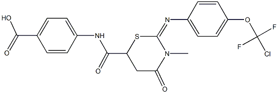 4-({[2-({4-[chloro(difluoro)methoxy]phenyl}imino)-3-methyl-4-oxo-1,3-thiazinan-6-yl]carbonyl}amino)benzoic acid Struktur