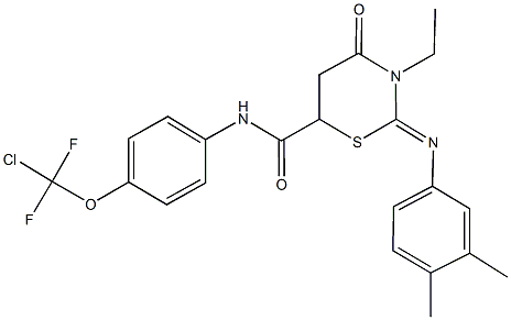 N-{4-[chloro(difluoro)methoxy]phenyl}-2-[(3,4-dimethylphenyl)imino]-3-ethyl-4-oxo-1,3-thiazinane-6-carboxamide Struktur