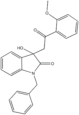 1-benzyl-3-hydroxy-3-[2-(2-methoxyphenyl)-2-oxoethyl]-1,3-dihydro-2H-indol-2-one Struktur