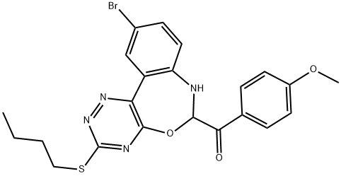 [10-bromo-3-(butylsulfanyl)-6,7-dihydro[1,2,4]triazino[5,6-d][3,1]benzoxazepin-6-yl](4-methoxyphenyl)methanone Struktur