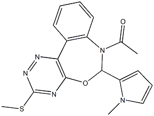 7-acetyl-6-(1-methyl-1H-pyrrol-2-yl)-6,7-dihydro[1,2,4]triazino[5,6-d][3,1]benzoxazepin-3-yl methyl sulfide Struktur