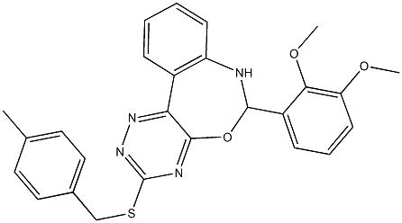 6-(2,3-dimethoxyphenyl)-3-[(4-methylbenzyl)sulfanyl]-6,7-dihydro[1,2,4]triazino[5,6-d][3,1]benzoxazepine Struktur