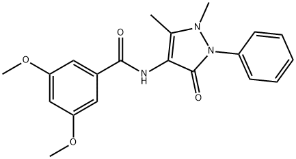 N-(1,5-dimethyl-3-oxo-2-phenyl-2,3-dihydro-1H-pyrazol-4-yl)-3,5-dimethoxybenzamide Struktur