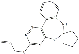 3-(allylthio)-6,7-dihydro[1,2,4]triazino[5,6-d][3,1]benzoxazepine-6-spiro-1'-cyclopentane Struktur