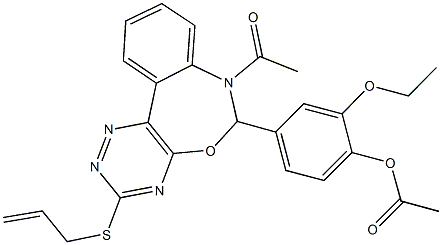 4-[7-acetyl-3-(allylsulfanyl)-6,7-dihydro[1,2,4]triazino[5,6-d][3,1]benzoxazepin-6-yl]-2-ethoxyphenyl acetate Struktur