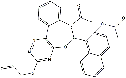 1-[7-acetyl-3-(allylsulfanyl)-6,7-dihydro[1,2,4]triazino[5,6-d][3,1]benzoxazepin-6-yl]-2-naphthyl acetate Struktur