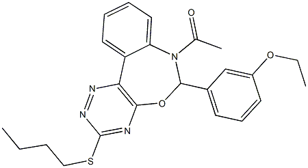 3-[7-acetyl-3-(butylthio)-6,7-dihydro[1,2,4]triazino[5,6-d][3,1]benzoxazepin-6-yl]phenyl ethyl ether Struktur