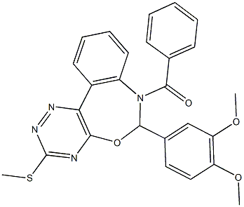 7-benzoyl-6-(3,4-dimethoxyphenyl)-3-(methylsulfanyl)-6,7-dihydro[1,2,4]triazino[5,6-d][3,1]benzoxazepine Struktur