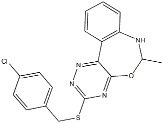 3-[(4-chlorobenzyl)sulfanyl]-6-methyl-6,7-dihydro[1,2,4]triazino[5,6-d][3,1]benzoxazepine Struktur