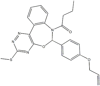 allyl 4-[7-butyryl-3-(methylsulfanyl)-6,7-dihydro[1,2,4]triazino[5,6-d][3,1]benzoxazepin-6-yl]phenyl ether Struktur