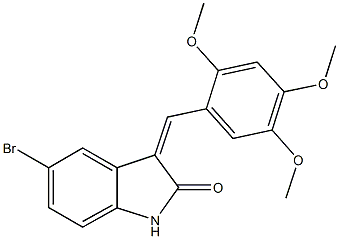 5-bromo-3-(2,4,5-trimethoxybenzylidene)-1,3-dihydro-2H-indol-2-one Struktur