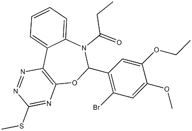 6-(2-bromo-5-ethoxy-4-methoxyphenyl)-3-(methylsulfanyl)-7-propionyl-6,7-dihydro[1,2,4]triazino[5,6-d][3,1]benzoxazepine Struktur