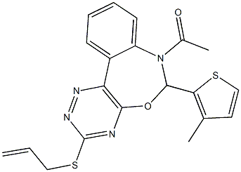 7-acetyl-6-(3-methyl-2-thienyl)-6,7-dihydro[1,2,4]triazino[5,6-d][3,1]benzoxazepin-3-yl allyl sulfide Struktur