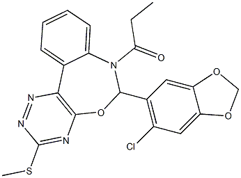 6-(6-chloro-1,3-benzodioxol-5-yl)-7-propionyl-6,7-dihydro[1,2,4]triazino[5,6-d][3,1]benzoxazepin-3-yl methyl sulfide Struktur