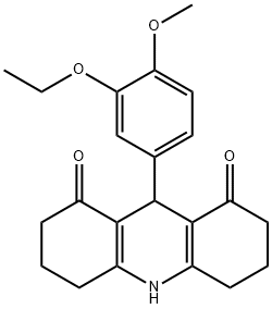 9-(3-ethoxy-4-methoxyphenyl)-3,4,6,7,9,10-hexahydro-1,8(2H,5H)-acridinedione Struktur