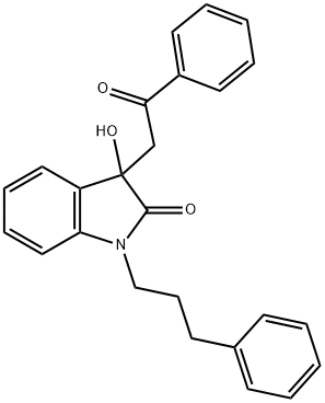 3-hydroxy-3-(2-oxo-2-phenylethyl)-1-(3-phenylpropyl)-1,3-dihydro-2H-indol-2-one Struktur