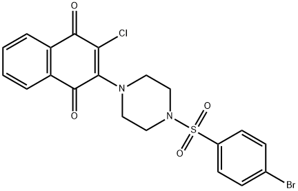 2-{4-[(4-bromophenyl)sulfonyl]-1-piperazinyl}-3-chloronaphthoquinone Struktur