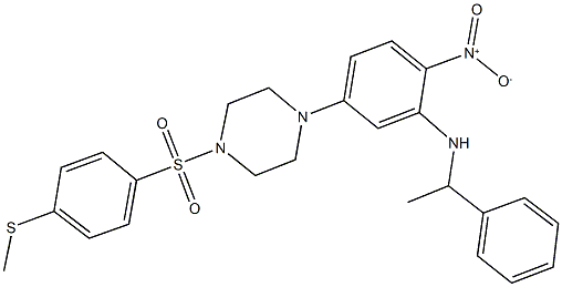 1-{4-nitro-3-[(1-phenylethyl)amino]phenyl}-4-{[4-(methylsulfanyl)phenyl]sulfonyl}piperazine Struktur