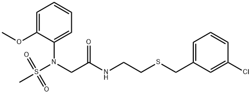 N-{2-[(3-chlorobenzyl)sulfanyl]ethyl}-2-[2-methoxy(methylsulfonyl)anilino]acetamide Struktur