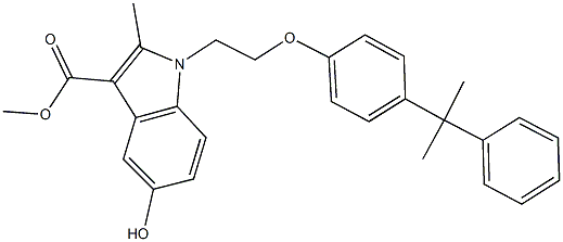 methyl 5-hydroxy-2-methyl-1-{2-[4-(1-methyl-1-phenylethyl)phenoxy]ethyl}-1H-indole-3-carboxylate Struktur